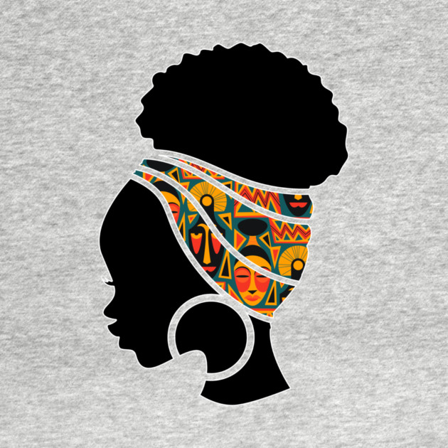 Afro Hair Woman with African Pattern Headwrap by logiamerch