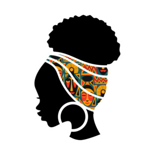 Afro Hair Woman with African Pattern Headwrap T-Shirt