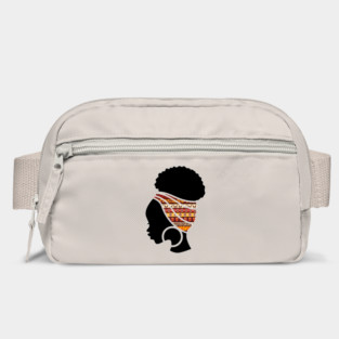 Afro Hair Woman with African Pattern Headwrap Bag