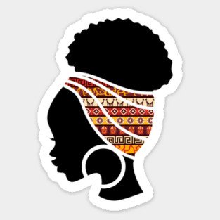 Afro Hair Woman with African Pattern Headwrap Magnet