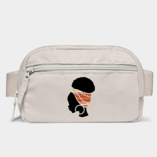 Afro Hair Woman with African Pattern Headwrap Bag