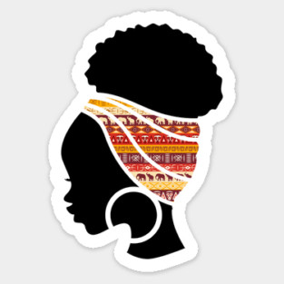 Afro Hair Woman with African Pattern Headwrap Sticker
