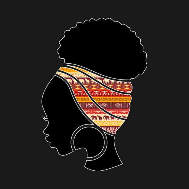 Afro Hair Woman with African Pattern Headwrap by logiamerch