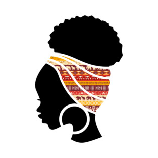 Afro Hair Woman with African Pattern Headwrap T-Shirt