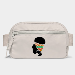 Afro Hair Woman with African Pattern Headwrap Bag