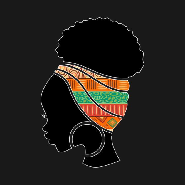 Afro Hair Woman with African Pattern Headwrap by logiamerch