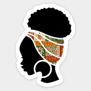 Afro Hair Woman with African Pattern Headwrap Sticker