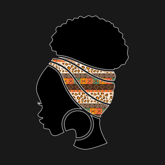 Afro Hair Woman with African Pattern Headwrap by logiamerch