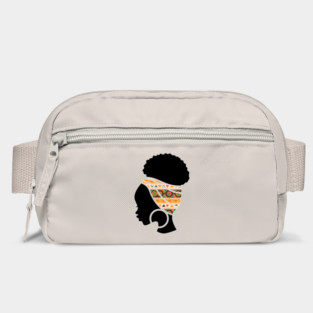 Afro Hair Woman with African Pattern Headwrap Bag