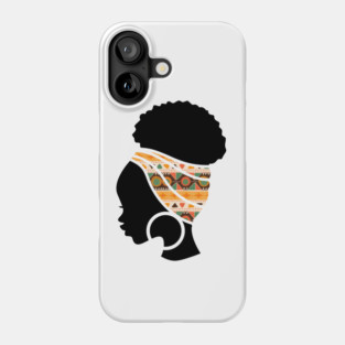 Afro Hair Woman with African Pattern Headwrap Phone Case