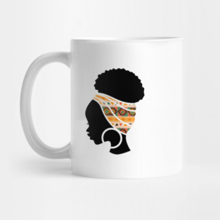 Afro Hair Woman with African Pattern Headwrap Mug