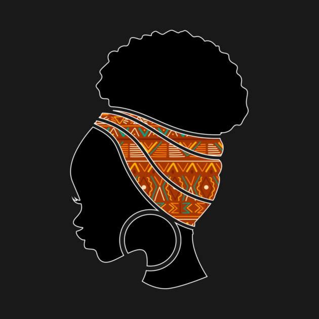 Afro Hair Woman with African Pattern Headwrap by logiamerch