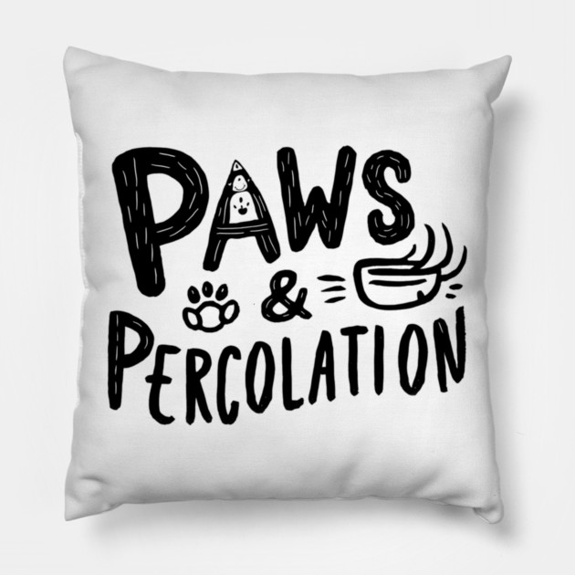 Cats And Coffee "Paws & Percolation" Pillow by Pixel Threads 