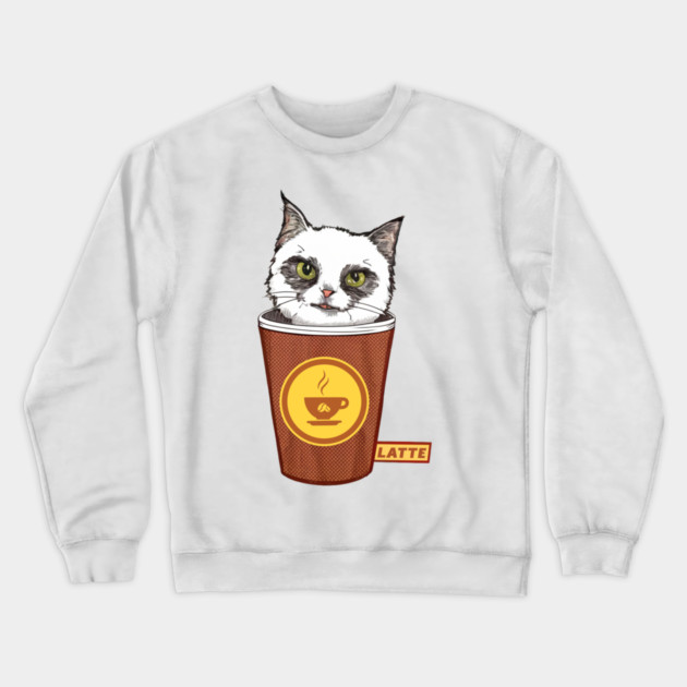 Cats And Coffee Crewneck Sweatshirt by Pixel Threads 