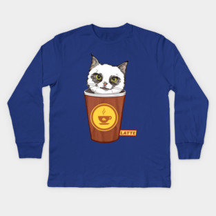 Cats And Coffee Kids Long Sleeve T-Shirt