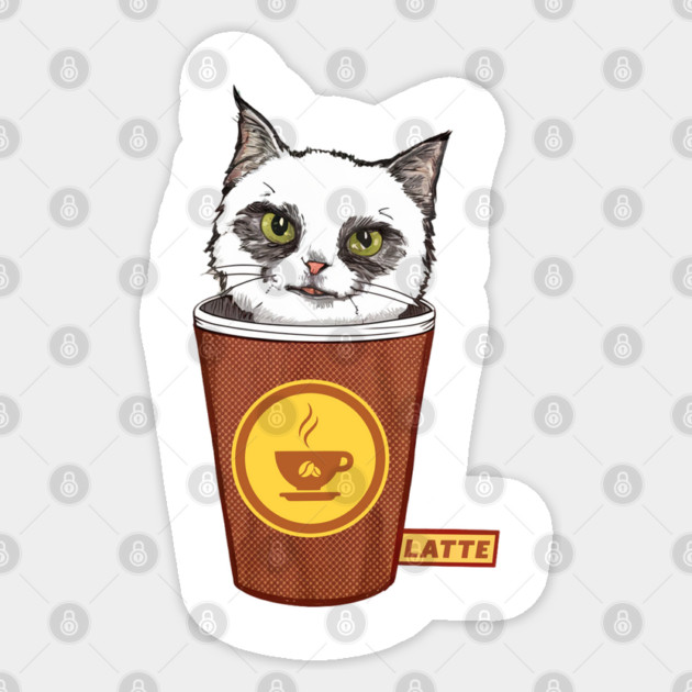 Cats And Coffee Sticker by Pixel Threads 
