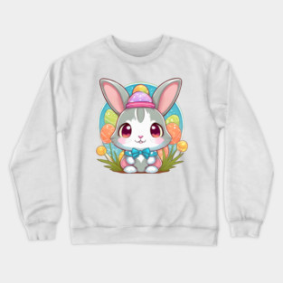 Cute easterbunny with bowtie and hat Crewneck Sweatshirt