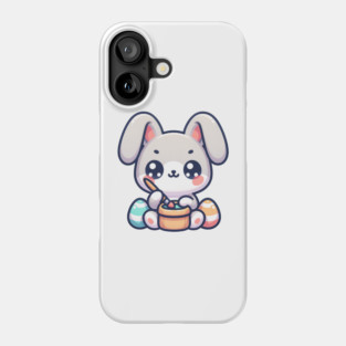 Cute easterbunny painting eggs in kawaii style Phone Case