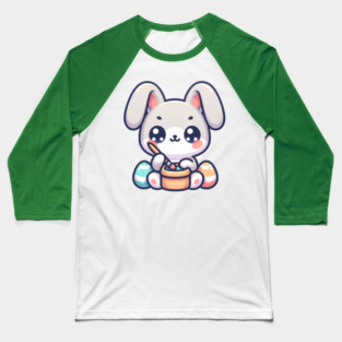 Cute easterbunny painting eggs in kawaii style Baseball T-Shirt