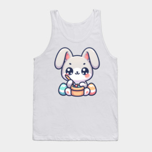 Cute easterbunny painting eggs in kawaii style Tank Top