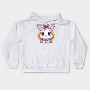 Cute colorful bunny with bowtie Kids Hoodie
