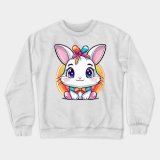 Cute colorful bunny with bowtie Crewneck Sweatshirt