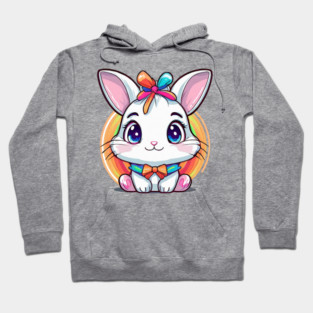 Cute colorful bunny with bowtie Hoodie