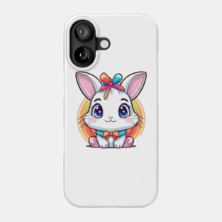 Cute colorful bunny with bowtie Phone Case