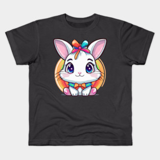 Cute colorful bunny with bowtie Kids T-Shirt