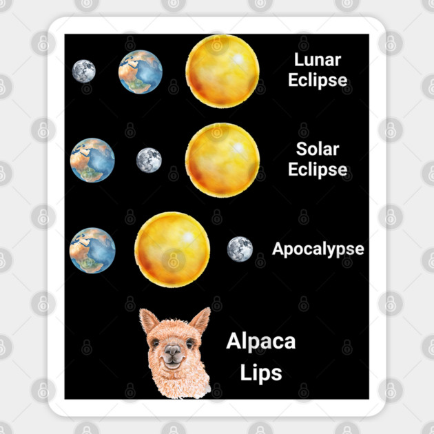 Solar Eclipse 2024 Lunar Apocalypse Alpaca Lips funny design Sticker by Luxinda