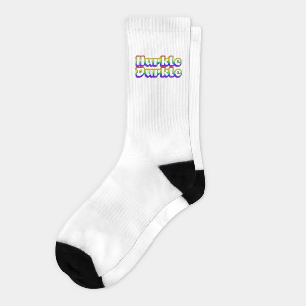 Groovy Retro Hurkle Durkle design, Scottish slang phrase Socks by Luxinda