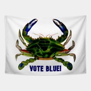 VOTE BLUE Crab! Tapestry
