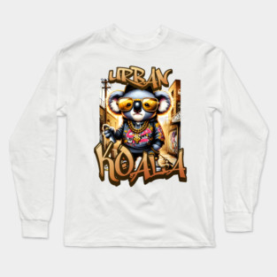 Urban Koala with Sunglasses - Hip-Hop Streetwear Aesthetic Animal Illustration Long Sleeve T-Shirt