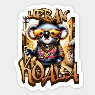 Urban Koala with Sunglasses - Hip-Hop Streetwear Aesthetic Animal Illustration Sticker