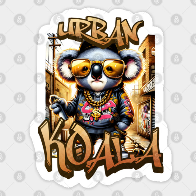 Urban Koala with Sunglasses - Hip-Hop Streetwear Aesthetic Animal Illustration Sticker by WarFX Designs