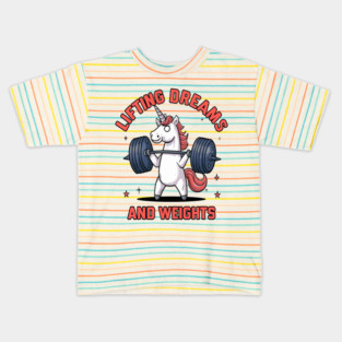 Unicorn Weightlifting " Lifting Dream And Weights " Kids T-Shirt