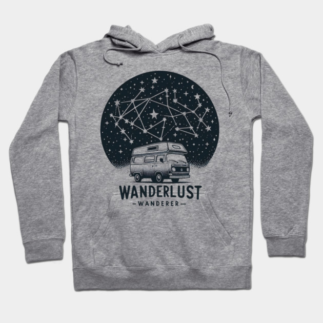 Wanderlust Wanderer – Van Life Starry Night Adventure Graphic Hoodie by MakerMind8.2