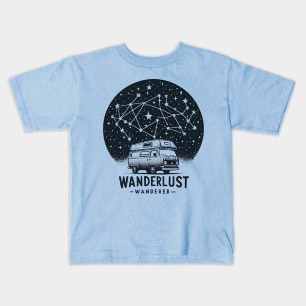 Wanderlust Wanderer – Van Life Starry Night Adventure Graphic Kids T-Shirt by MakerMind8.2