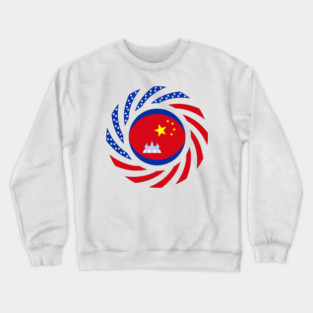 Chinese Cambodian American Multinational Patriot Flag Series Crewneck Sweatshirt