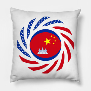 Chinese Cambodian American Multinational Patriot Flag Series Pillow