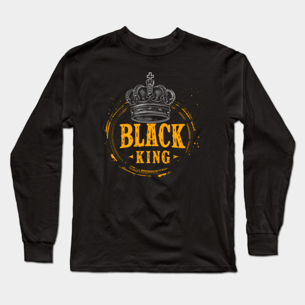 Black King Crown Long Sleeve T-Shirt by UrbanLifeApparel