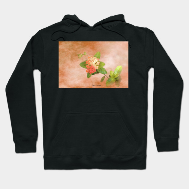 Peach Flowers Digital Art Hoodie by ButterflyInTheAttic