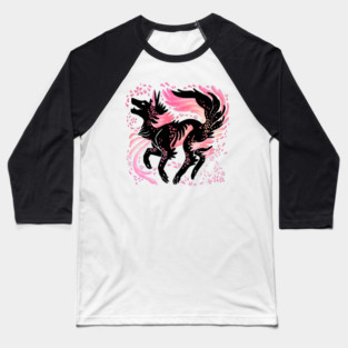 Cherry Blossom Wolf Baseball T-Shirt