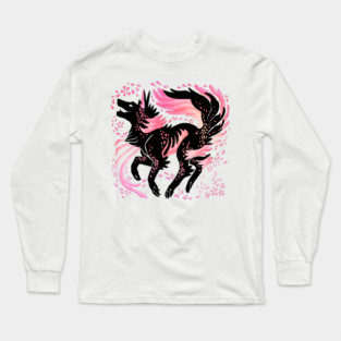 Cherry Blossom Wolf Long Sleeve T-Shirt
