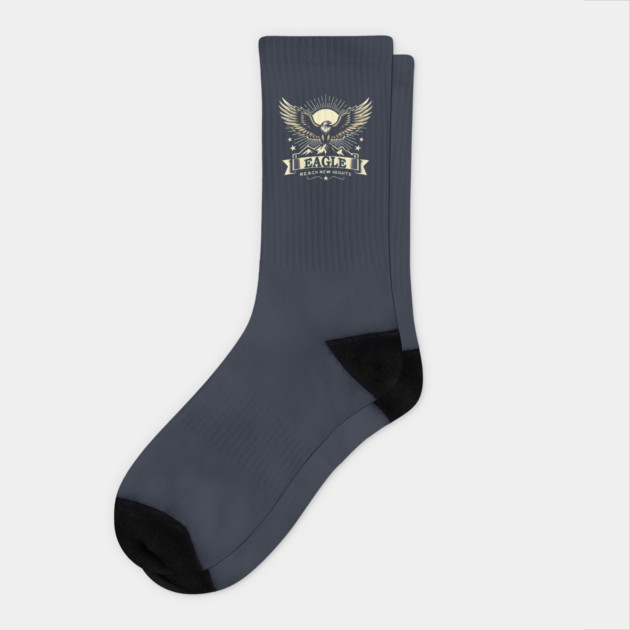 Eagle – Bold Soaring Bird Reach New Heights Motivational Graphic Socks by MakerMind8.2