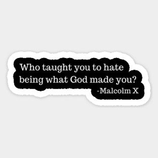 Who taught you to hate being what God made you? Malcolm X Magnet