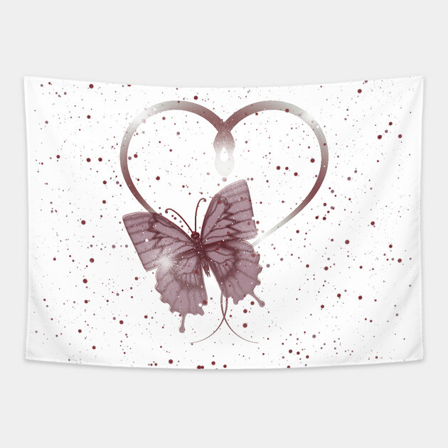 Pretty Dusty Rose Pink Fluttering Winged Butterfly Insect Heart
