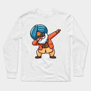 A punjabi old man dabbing - cheerful life Long Sleeve T-Shirt
