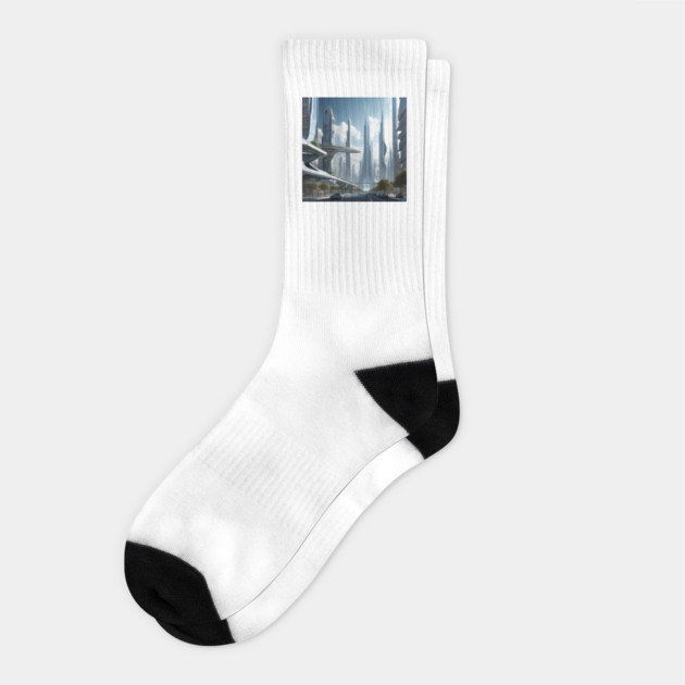 A Picture of futuristic cityscape Socks by Urbanprint