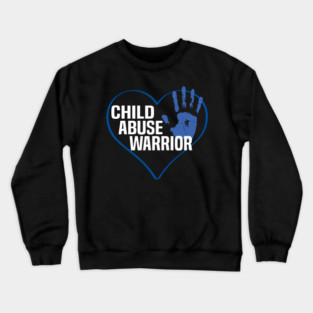 Child Abuse Awareness Warrior Blue Heart Crewneck Sweatshirt